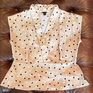 Ann Taylor Cream and Black Polka Dot Blouse